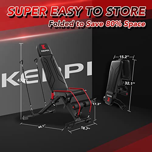 Keppi Adjustable Weight Bench-Foldable Workout Bench Press for Ful...