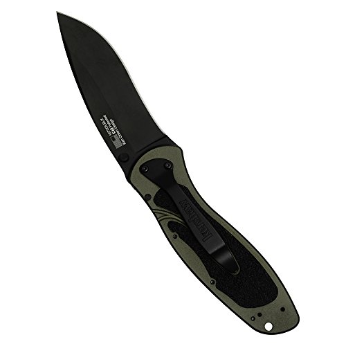 Kershaw Blur, Olive/Black Pocket Knife 1670OLBLK; 3.4” Black DLC...