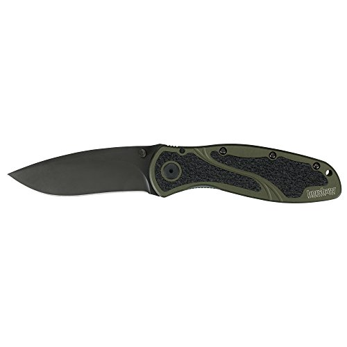 Kershaw Blur, Olive/Black Pocket Knife 1670OLBLK; 3.4” Black DLC...