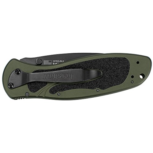 Kershaw Blur, Olive/Black Pocket Knife 1670OLBLK; 3.4” Black DLC...