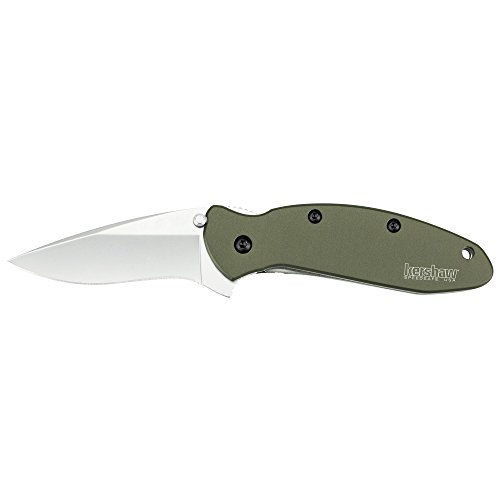 Kershaw Scallion, Olive Drab Pocket Knife 1620OL; 2.4” Bead-Blas...