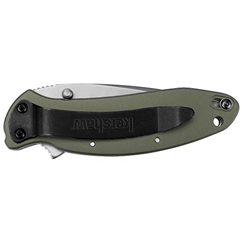 Kershaw Scallion, Olive Drab Pocket Knife 1620OL; 2.4” Bead-Blas...