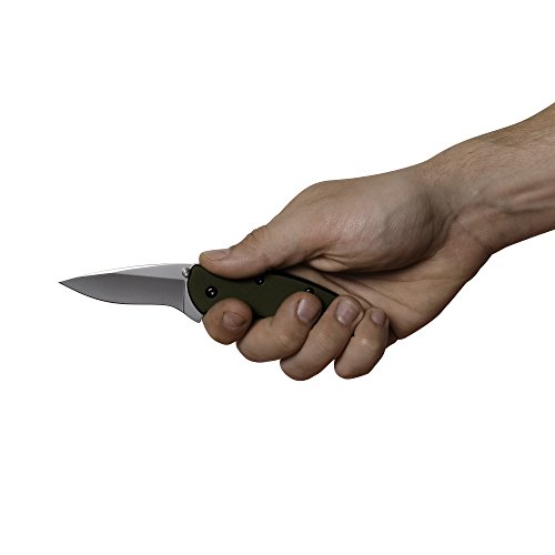 Kershaw Scallion, Olive Drab Pocket Knife 1620OL; 2.4” Bead-Blas...