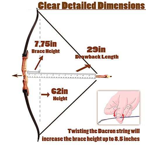 KESHES Takedown Hunting Recurve Bow Archery - 62 Hunting Bow 15-3...