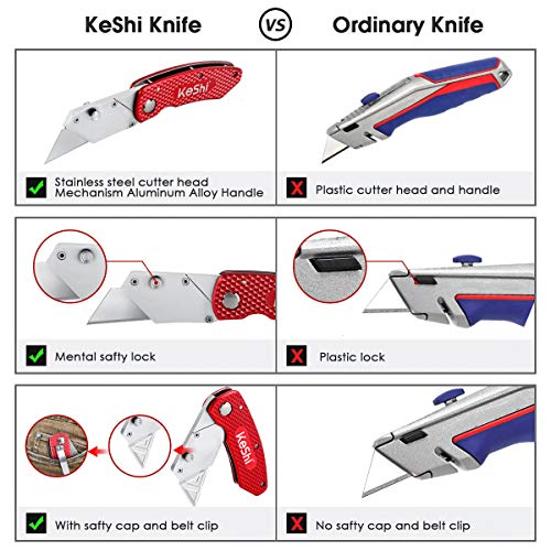 Keshi Utility Knife, Folding Pocket Knife Set with Belt Clip, Set ...