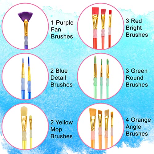 15Pcs Paint Brushes Value Pack for Kids, Includes 15 Different Typ...