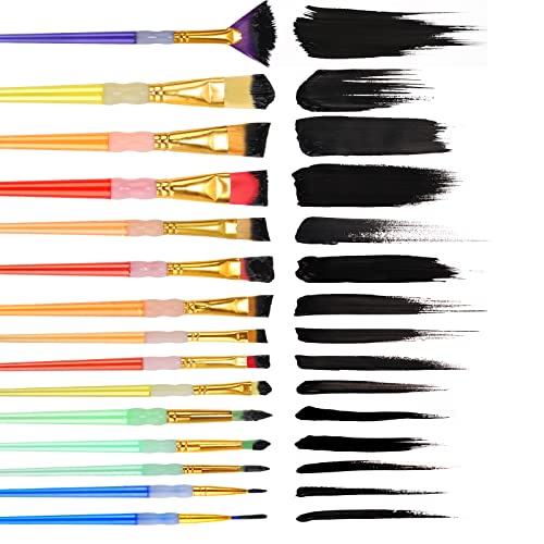 15Pcs Paint Brushes Value Pack for Kids, Includes 15 Different Typ...