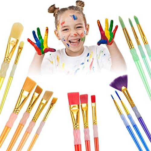 15Pcs Paint Brushes Value Pack for Kids, Includes 15 Different Typ...
