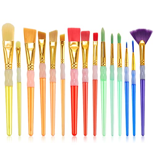 15Pcs Paint Brushes Value Pack for Kids, Includes 15 Different Typ...