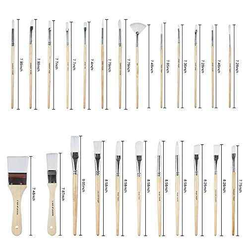 Paint Brushes Set of 24 Pieces Wooden Handles Brushes with Canvas ...