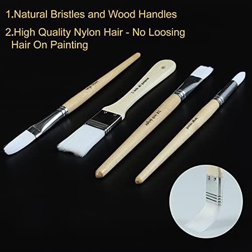 Paint Brushes Set of 24 Pieces Wooden Handles Brushes with Canvas ...