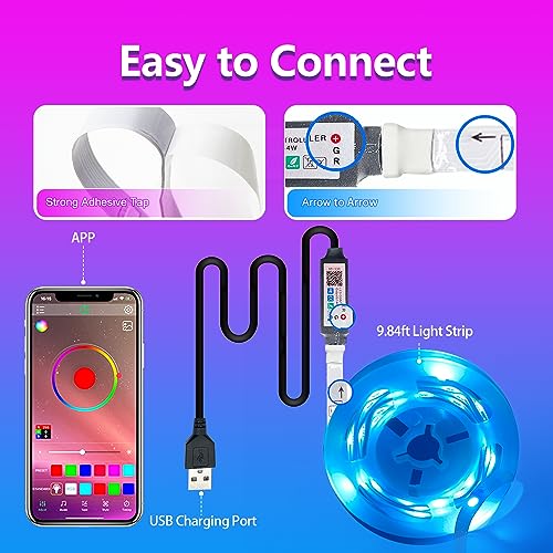 KEXU LED Lights for TV 9.84ft USB Led Strip Lights for 22-65 in TV...