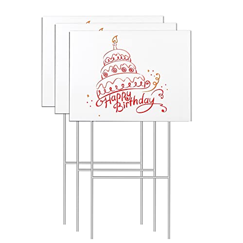 Kichwit 3 Pack Blank Yard Signs with Stakes, 15.8 x 11.8 Inches, W...