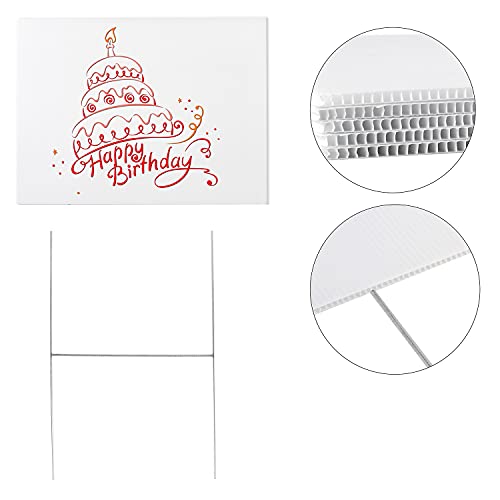 Kichwit 3 Pack Blank Yard Signs with Stakes, 15.8 x 11.8 Inches, W...