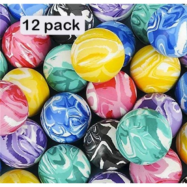 Kicko 2 Inch Marble Balls - 12 Pieces of Assorted 2 Tone Colors - ...
