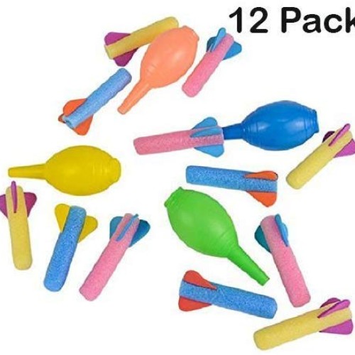 Kicko Foam Rocket Launchers Set with Hand Pump - 24 Pack of 3.5 In...