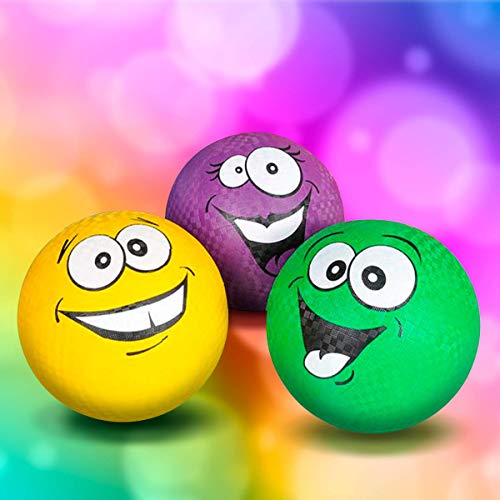 Kicko Silly Face Ball - Pack of 3 8.5 Inch Colored Playground Ball...