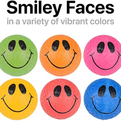 Kicko Smile Face Ball - 5 Pack - Colored Playground Balls with Smi...