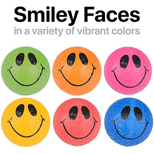 Kicko Smile Face Ball - 5 Pack - Colored Playground Balls with Smi...