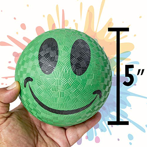 Kicko Smile Face Ball - 5 Pack - Colored Playground Balls with Smi...