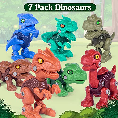Kidcia Dinosaur Toys for Kids 3-5-7, 7 Pcs Take Apart Dinosaurs To...