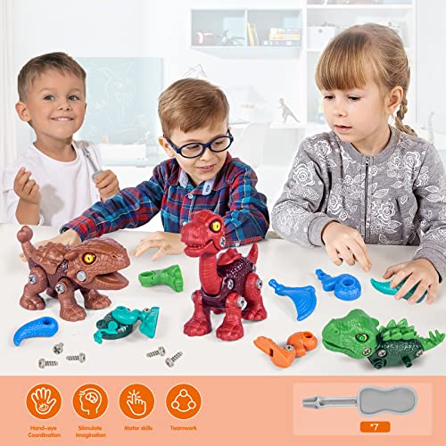 Kidcia Dinosaur Toys for Kids 3-5-7, 7 Pcs Take Apart Dinosaurs To...