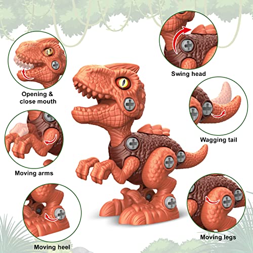 Kidcia Dinosaur Toys for Kids 3-5-7, 7 Pcs Take Apart Dinosaurs To...