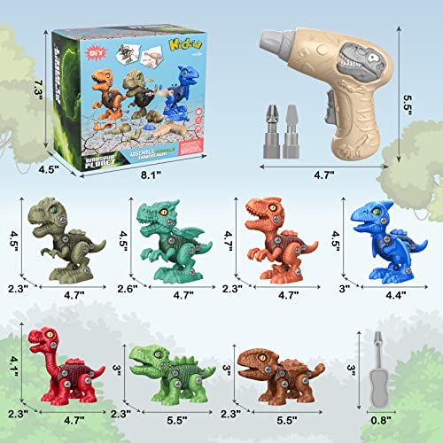 Kidcia Dinosaur Toys for Kids 3-5-7, 7 Pcs Take Apart Dinosaurs To...