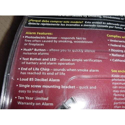 Kidde Worry Free 10-Year Living Area Sealed Lithium Battery Operat...