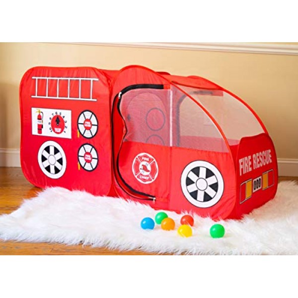 Fire Truck Tent for Kids, Toddlers, Boys & Girls – Red Fire Engine...