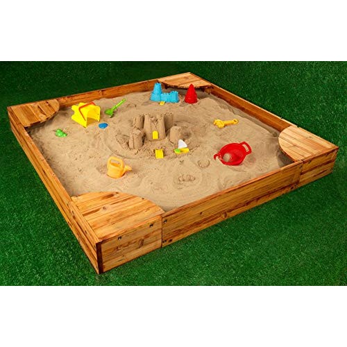 KidKraft Wooden Backyard Sandbox with Built-in Corner Seating and ...