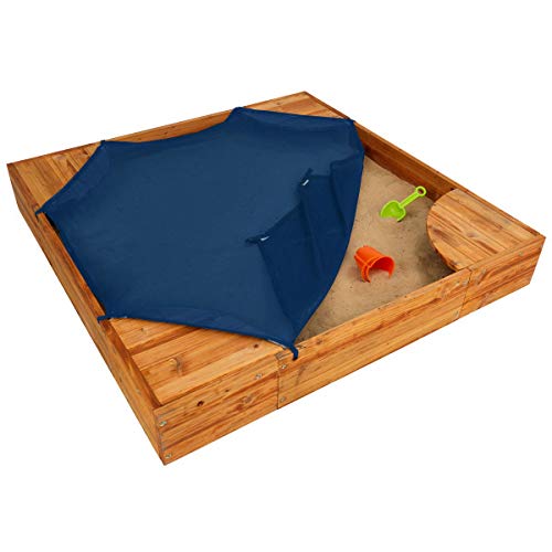 KidKraft Wooden Backyard Sandbox with Built-in Corner Seating and ...