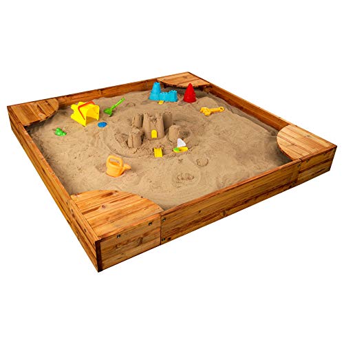 KidKraft Wooden Backyard Sandbox with Built-in Corner Seating and ...