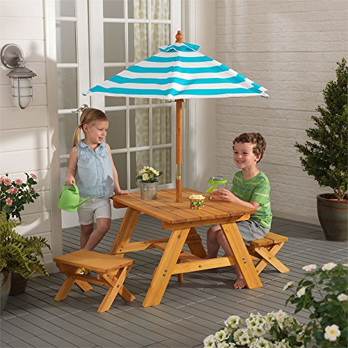 Outdoor Table w/ Benches & Umbrella