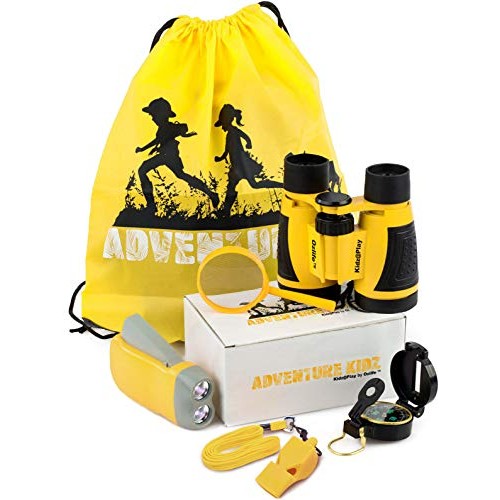 Adventure Kidz Outdoor Exploration Kit, Yellow Backpack, Binocular...