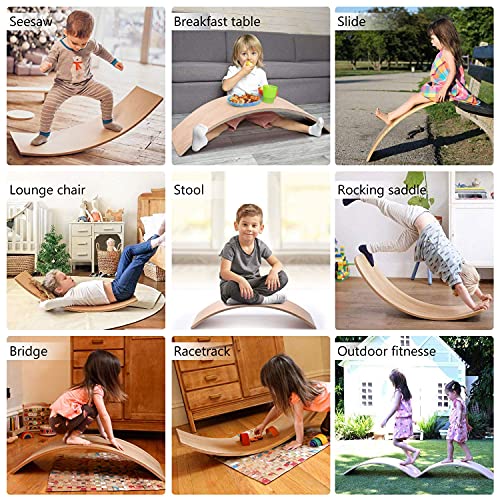 Wooden Balance Board for Kids,35 Inch Rocker Wobble Yoga Curvy See...