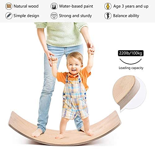 Wooden Balance Board for Kids,35 Inch Rocker Wobble Yoga Curvy See...