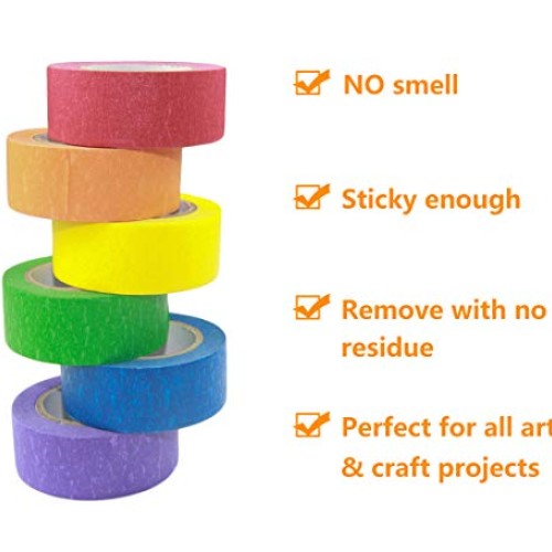 6PCS Washi Tape Set - Colored Masking Tape 1 Inch x 13 Yards - Dec...