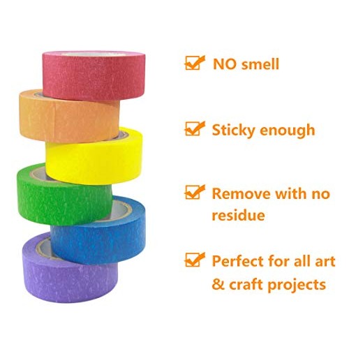 6PCS Washi Tape Set - Colored Masking Tape 1 Inch x 13 Yards - Dec...