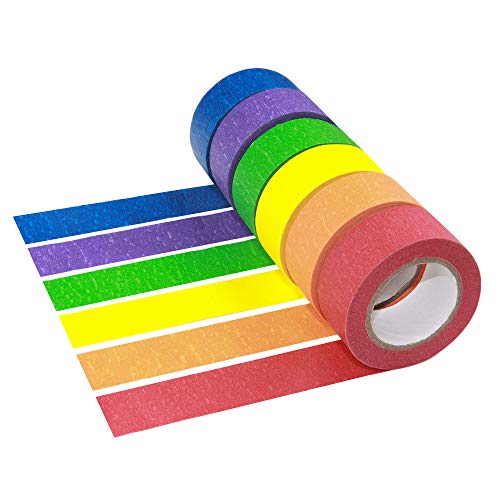 6PCS Washi Tape Set - Colored Masking Tape 1 Inch x 13 Yards - Dec...