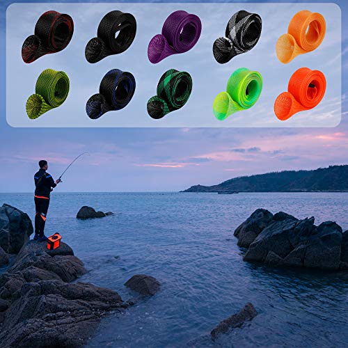 12Pcs Rod Sock Fishing Rod Sleeve Rod Cover Braided Mesh Rod Prote...