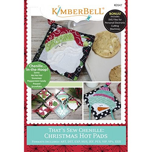 KIMBERBELL Thats Sew Chenille CHRISTMAS Hot Pads Machine Embroide...
