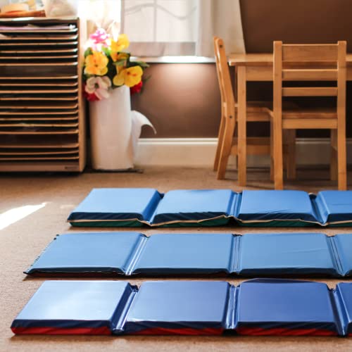 KinderMat, 1.5 Inch Thick, 4-Section Rest Mat, Red/Blue, Great for...