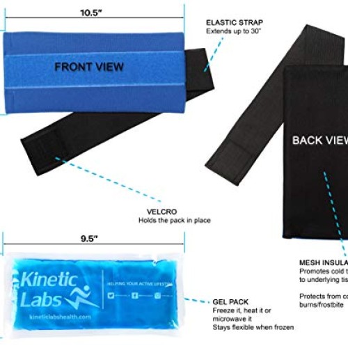 Ice Pack Wrap with Elastic Strap by Kinetic Labs - Hot Cold Gel Pa...