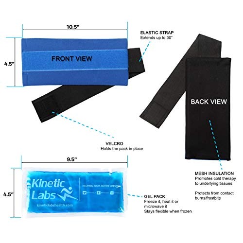 Ice Pack Wrap with Elastic Strap by Kinetic Labs - Hot Cold Gel Pa...
