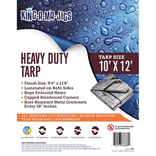 10x12 Heavy Duty Tarp, Waterproof Plastic Poly 10 Mil Thick Tarpau...
