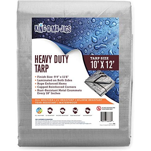 10x12 Heavy Duty Tarp, Waterproof Plastic Poly 10 Mil Thick Tarpau...