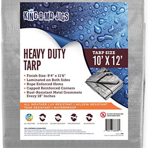 10x12 Heavy Duty Tarp, Waterproof Plastic Poly 10 Mil Thick Tarpau...
