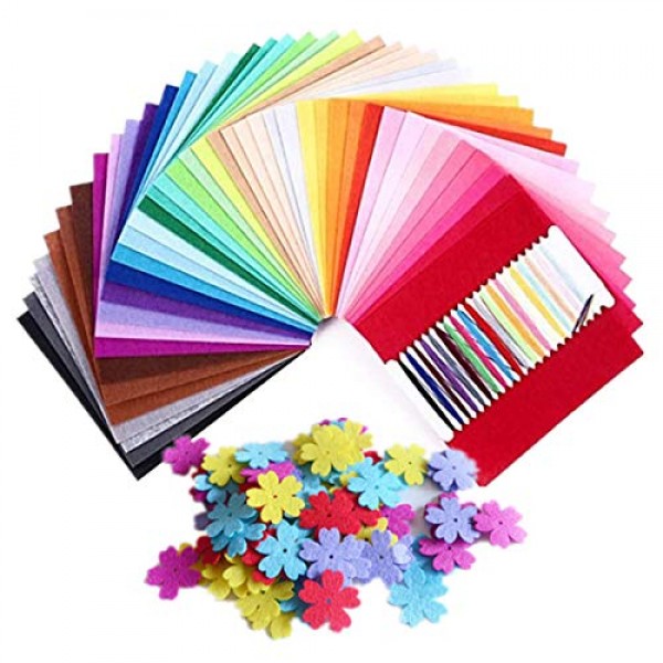 Felt Fabric Sheet 40Pcs Craft Felt Assorted Colors with 21Pcs Colo...