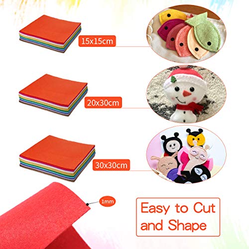 Felt Fabric Sheet 40Pcs Craft Felt Assorted Colors with 21Pcs Colo...